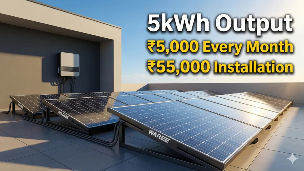 ₹55,000 Installation Of Waree Solar Panel System, 5kWh Output And Huge Savings of ₹4,000–₹5,000 Every Month